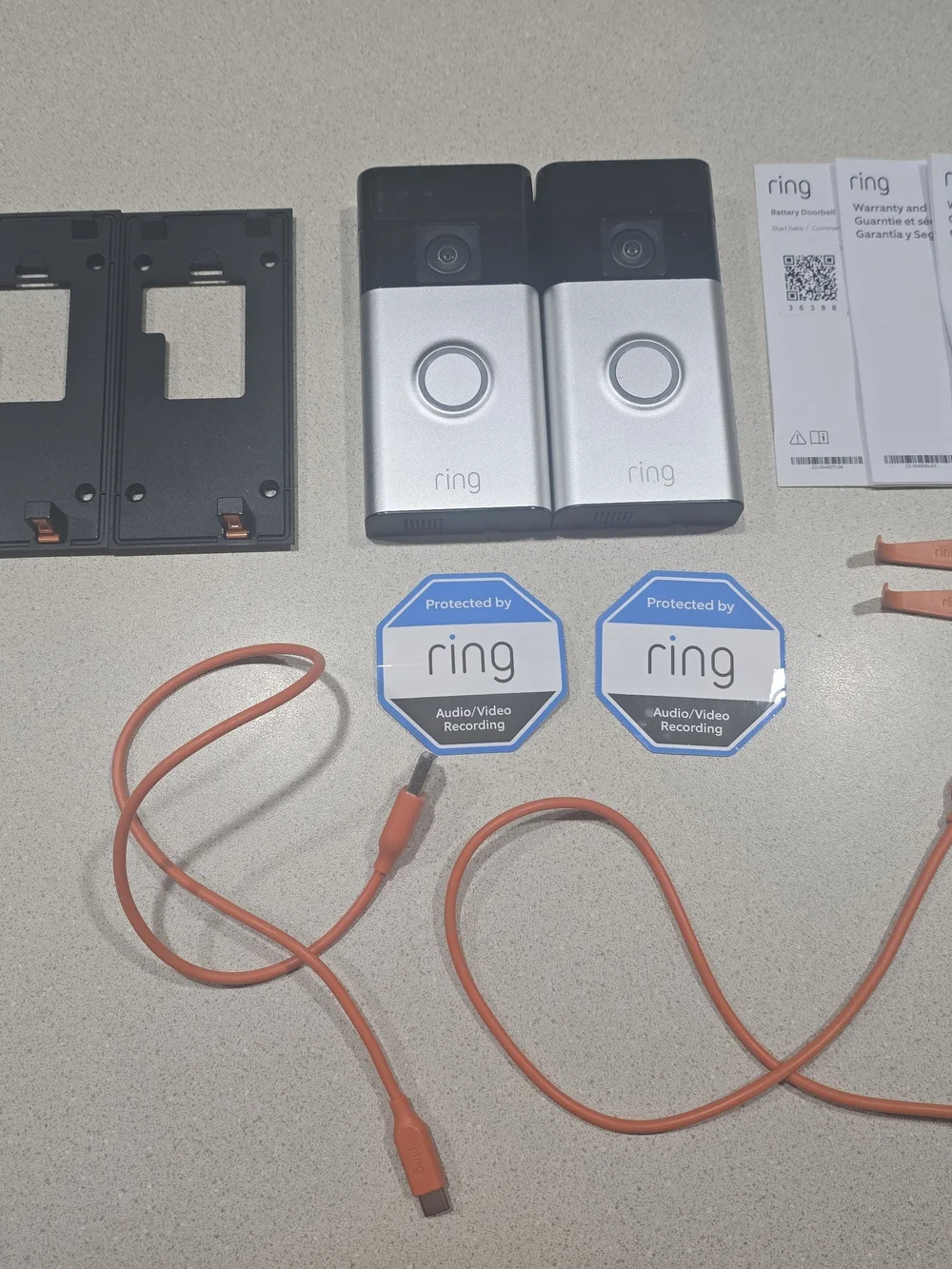Ring Video Doorbell (Two Units) in Silver and Black